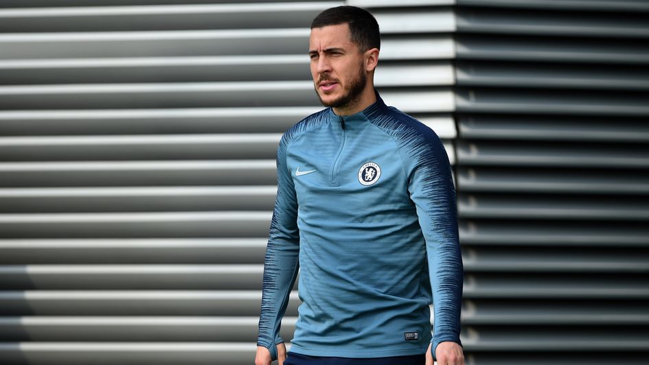 Eden Hazard: Chelsea star in training ahead of their Europa League quarter-final second leg v Slavia Prague