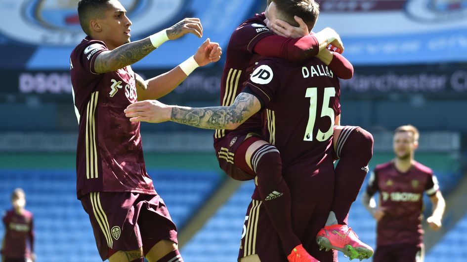 Stuart Dallas scored twice as Leeds stunned Manchester City